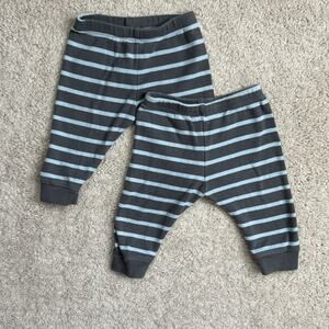 Bundle 0-3 Months RUUM Blue/Gray Striped Pants 100% Cotton
